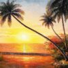 Sunset Palm Tree #6, 24x36, 100% Hand Painted Oil Painting on Canvas