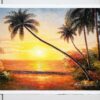 Sunset Palm Tree #6, 24x36, 100% Hand Painted Oil Painting on Canvas - Image 2